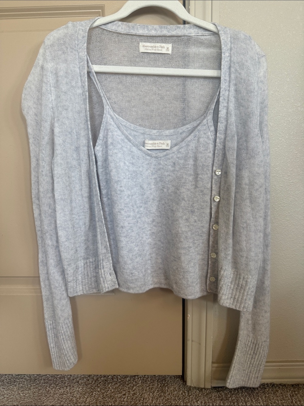 Abercrombie & Fitch Merino Wool Brand Knit Cardigan & Tank Set